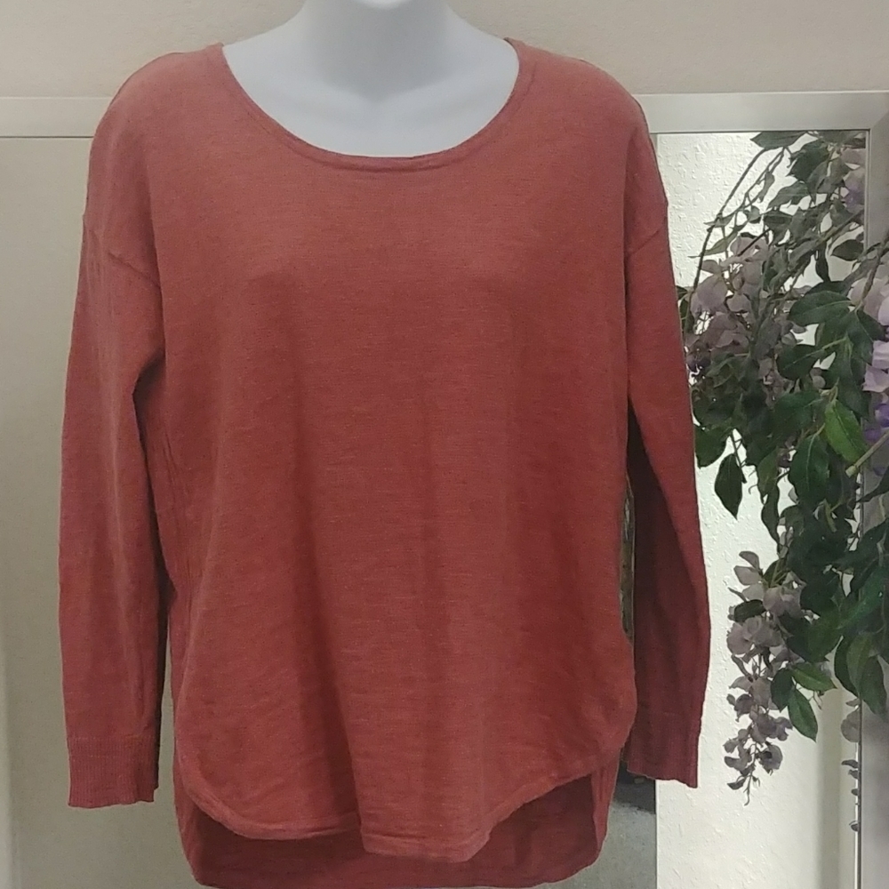 Madewell Linen High Low Long Sleeve Top
